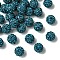 30Pcs Pave Disco Ball Beads, Polymer Clay Rhinestone Beads, Round, Blue Zircon, PP13(1.9~2mm), 6 Rows Rhinestone, 10mm, Hole: 1.5mm