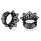 Hollow Out Flower Brass Alloy Ear Tunnels, Black, 10mm