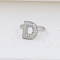 Brass Micro Pave Clear Cubic Zirconia Cuff Rings, Initial Rings for Women, Letter, Platinum, Letter D, Inner Diameter: Adjustable