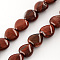 Natural Red Jasper Beads Strands, Heart, Dark Red, 10x10x5mm, Hole: 1mm, about 40pcs/strand, 15.3 inch