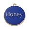 Alloy Enamel Pendants, Golden, Word Honey, Flat Round, 33.5x30x2.5mm, Hole: 2.5mm