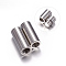 Tarnish Resistant 304 Stainless Steel Magnetic Clasps with Glue-in Ends, Column, Stainless Steel Color, 19x7mm, Hole: 5mm