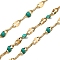 304 Stainless Steel Dapped Chains, with Enamel, Soldered, with Spool, Real 18K Gold Plated, Dark Turquoise, 2mm