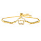 Mother's Day Brass Micro Pave Clear Cubic Zirconia Slider Bracelets, Link Bracelets for Women, Flower with Word Mama & Butterfly, Golden, 5-7/8~11-3/4 inch(15~30cm)