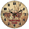 MDF Printed Wall Clock, for Home Living Room Bedroom Decoration, Flat Round, Deer, 300mm