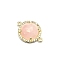 Natural Rose Quartz Connector Charms, Half Round Links, with Golden Brass Findings and Cubic Zirconia, Faceted, 18x13x5mm