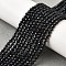 Natural Black Sapphire Beads Strands, Faceted, Grade AA, Round, 3mm, Hole: 0.6mm, about 125~126pcs/strand, 14.96~15.16''(38~38.5cm)