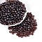 Transparent Glass Seed Beads, Glazing Style, Round, Saddle Brown, 6mm, Hole: 1.2mm, about 1500pcs/pound