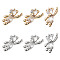 12Pcs 2 Colors Brass Cubic Zirconia Charms, Bear, Clear, Platinum & Golden, 12x6x3mm, Hole: 1mm, 6pcs/color