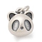 Fine Silver Pendants, with Jump Rings and 999 Stamp, Antique Silver, Panda, 12.5x11x9.5mm, Hole: 4mm