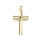 Brass Micro Pave Cubic Zirconia Pendants, Cross, Long-Lasting Plated, Lead Free & Cadmium Free, Rack Plating, with Jump Ring, Real 18K Gold Plated, 33x19x3mm, Hole: 3.5mm