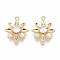 Brass Cubic Zirconia Links connectors, Nickel Free, Flower, Clear, Real 18K Gold Plated, 15x11.5x3.5mm, Hole: 0.8mm