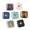 Natural Mixed Gemstone Pendants, Square Charms with Brass Micro Pave Cubic Zirconia Findings, Golden, The Color Of Zircon Is Random, Mixed Dyed and Undyed, 31x24~25x6~7mm, Hole: 3x2mm