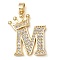 Rack Plating Brass Micro Pave Cubic Zirconia Pendants, Long-Lasting Plated, Lead Free & Cadmium Free, Real 18K Gold Plated, Letter M, 22~24x12~22x2mm, Hole: 3x4mm