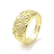 Brass Pave Cubic Zirconia Adjustable Rings, Rhombus, Real 18K Gold Plated, Inner Diameter: 17.8mm