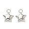 Alloy Pendants, Star, Long-Lasting Plated, Lead Free & Cadmium Free, Platinum, 22x17.5x8.5mm, Hole: 3.8mm