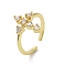 Brass Micro Pave Clear Cubic Zirconia Open Cuff Ring for Woman, Cross, US Size 7 1/4(17.5mm)