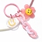 Acrylic Pendant Decorations, with Iron Rings, Flower with Smiling Face, Pink, 90mm