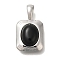 Brass Pendants, Rectangle Charms, Platinum, 19.5x11.5x5.5mm, Hole: 2.5x4.5mm