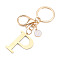Stainless Steel Keychains, Golden, with Lobster Claw Clasps, Letter P, 97mm