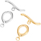 2Pcs 2 Colors 925 Sterling Silver Toggle Clasps, Oval, with 925 Stamp, Platinum & Golden, 14x9.5x3mm, Hole: 2mm, Bar: 19.5x5x2mm, Hole: 2mm, 1pc/color