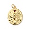 Rack Plating Brass Micro Pave Fuchsia Cubic Zirconia Pendants, Cadmium Free & Nickel Free & Lead Free, Oval with Lobster, Real 18K Gold Plated, 18x14x3mm, Hole: 2.8mm