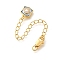 Brass ABS Imitation Pearl Ends with Chain, with Enamel & Glitter Powder, Real 18K Gold Plated, 79mm