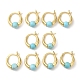 Boucles d'oreilles créoles en perles rondes turquoise synthétique EJEW-A099-03G-03-1
