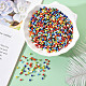 8/0 Opaque Colors Rainbow Plated Round Glass Seed Beads SEED-YW0001-13-5