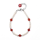 Bracelets de perles en agate rouge naturelle/cornaline (teints et chauffés) (teints) BJEW-JB05313-04-1