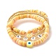 Handmade Polymer Clay Heishi Beads Stretch Bracelets Set BJEW-JB07406-01-1