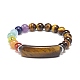 Natural Tiger Eye Rectangle & Mixed Stone Beaded Stretch Bracelet BJEW-JB08981-03-1