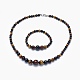 Natural Tiger Eye Graduated Beads Necklaces and Bracelets Jewelry Sets SJEW-L132-09-1