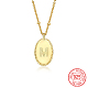 925 collier pendentif ovale lettre initiale en argent sterling pour femme EL6437-2-1