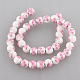 Fleur Plum Blossom porcelaine imprimés perles rondes en céramique brins PORC-O001-8mm-C03-2