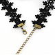 Dentelle vintage choker de style gothique colliers avec des accessoires en alliage et des perles de verre NJEW-R227-66-5