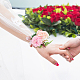 クラスパイア2ピースシルク手首コサージュ  プラスチック製の模造花付き  結婚式のための  パーティーの装飾  ピンク  350mm AJEW-CP0001-51D-5