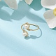 Anello aperto con punta di perle d'acqua dolce naturali avvolte in filo di rame RJEW-JR00620-2