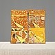二層ジッパー布袋  ジュエリーアクセサリー用の中国風のジュエリー収納袋  ランダム模様  ゴールド  11.5x11.5cm PW-WG26602-01-1
