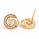 Brass Micro Pave Clear Cubic Zirconia Stud Earring Findings KK-S356-245-NF-2