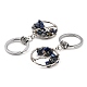 Porte-clés rond plat en lapis-lazuli naturel avec pendentif arbre de vie KEYC-E023-03N-2