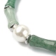 2Pcs 2 Style Natural Green Aventurine Bamboo & Shell Pearl Beaded Stretch Bracelets Set BJEW-TA00309-3