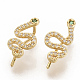 Brass Micro Pave Clear Cubic Zirconia Earrings EJEW-S208-056-2