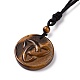 Adjustable Natural Tiger Eye Sailor's Knot Pendant Necklace with Nylon Cord for Women NJEW-L171-02A-3