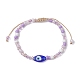 Lampwork mauvais œil et bracelet de perles tressées en graines de verre BJEW-JB09706-3