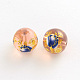 Flower Picture Transparent Glass Round Beads GFB-R004-14mm-M18-2