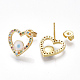 Brass Cubic Zirconia Stud Earrings EJEW-S201-130-2