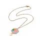 Halskette mit geflochtenem Sechseck aus Glassamen und Flamingo-Anhänger NJEW-MZ00014-1