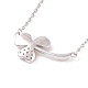 Rhodium Plated Sterling Silver Clover Pendant Necklace with Clear Cubic Zirconia for Women NJEW-P267-01P-3