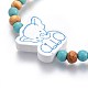 (vente de bijoux pour fêtes d'usine) bracelets extensibles pour enfants en perles de bois BJEW-JB04129-05-4